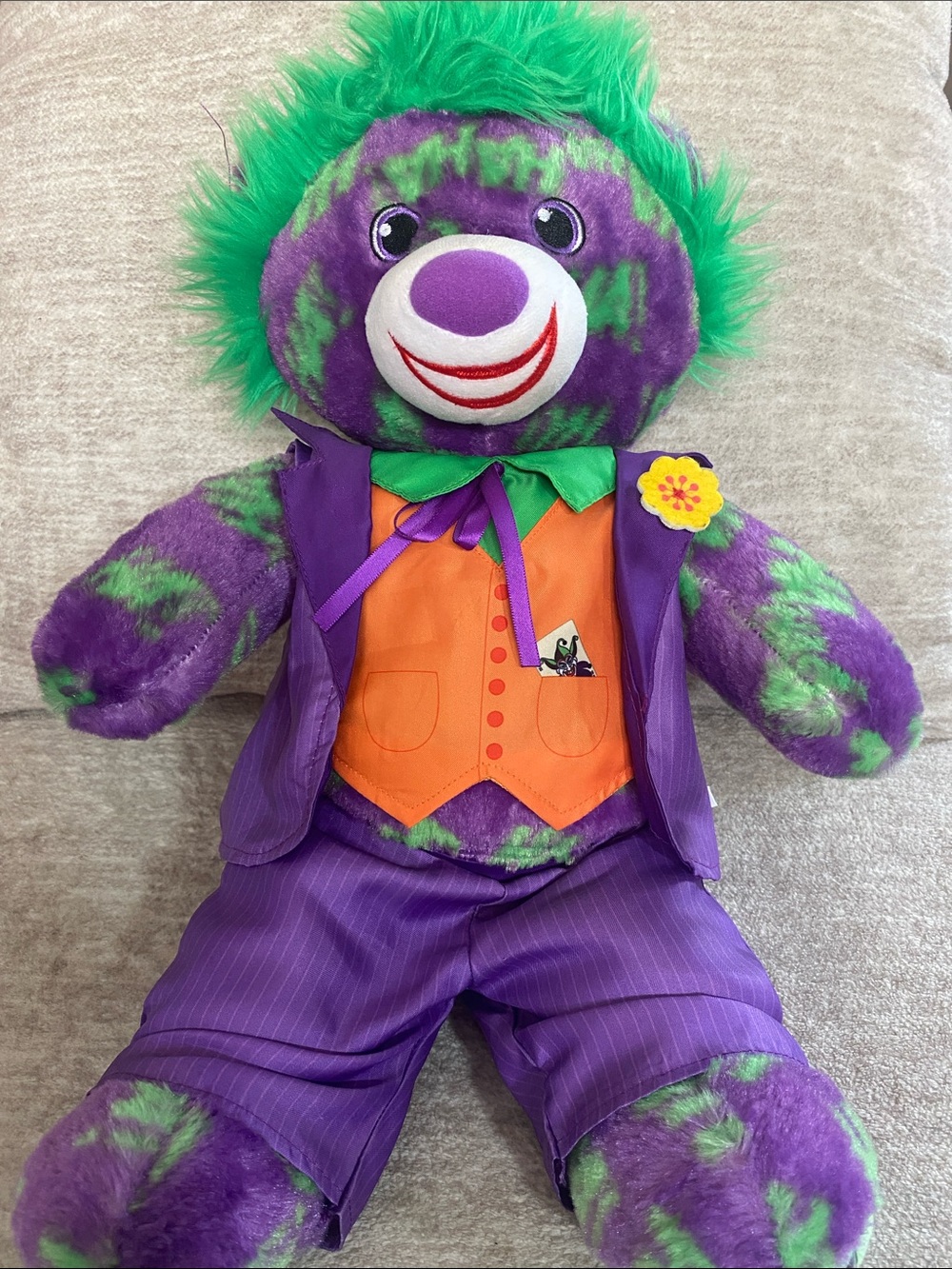 The Joker Build-A-Bear Purple & Green Clown Plush with Orange Accent